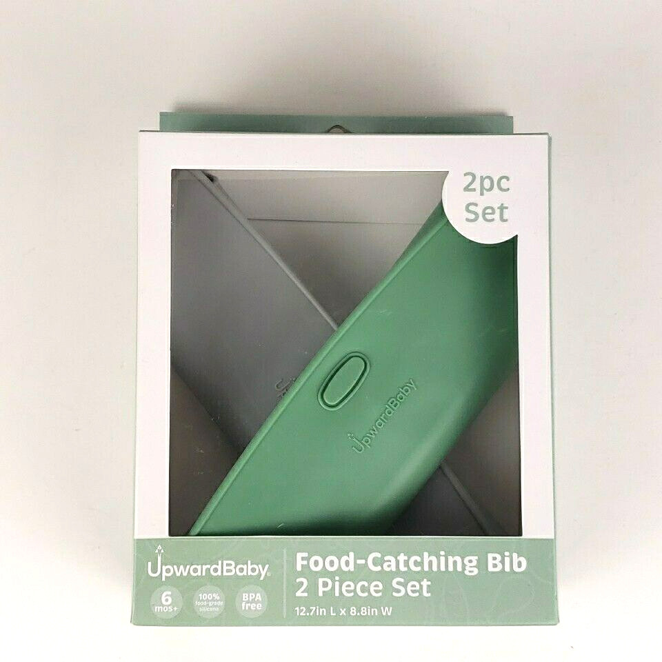 UpwardBaby Food Catching Bib 2 Piece Set BPA Free