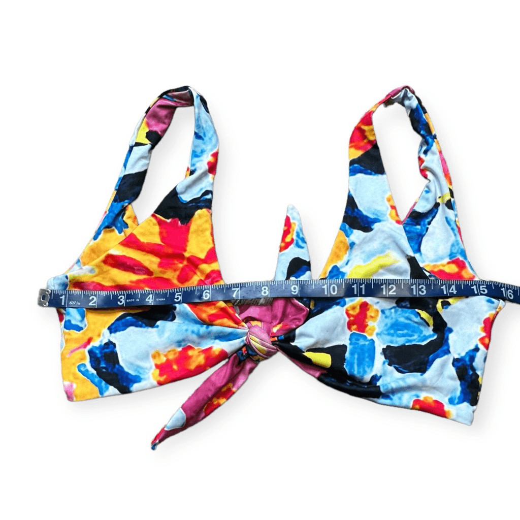 CUPSHE Women's Blue Orange Patterned Front Tie Bi… - image 4