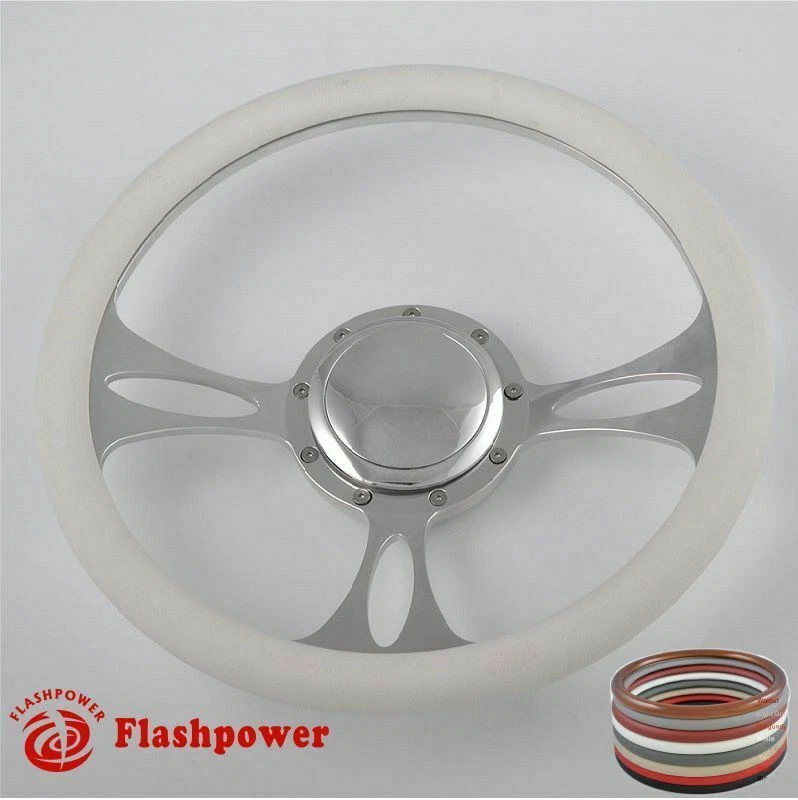 14" Billet Steering Wheels Wood Half Wrap Ford Thunderbird Mustang EXP w/ Horn - Image 4 of 4