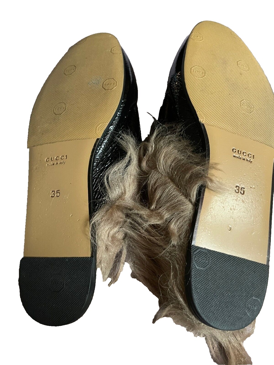 GUCCI Princetown Horsebit Mules Women's Shoes Loafers Fur Slippers