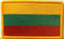Lithuania Flag Patch W/ VELCRO&reg; Brand fastener Military Gold Emblem #1