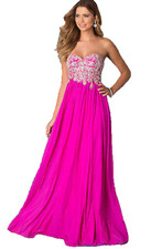 JVN JOVANI ~Fuchsia Pink Embellished Sweetheart Strapless Formal Gown 4 NEW $398