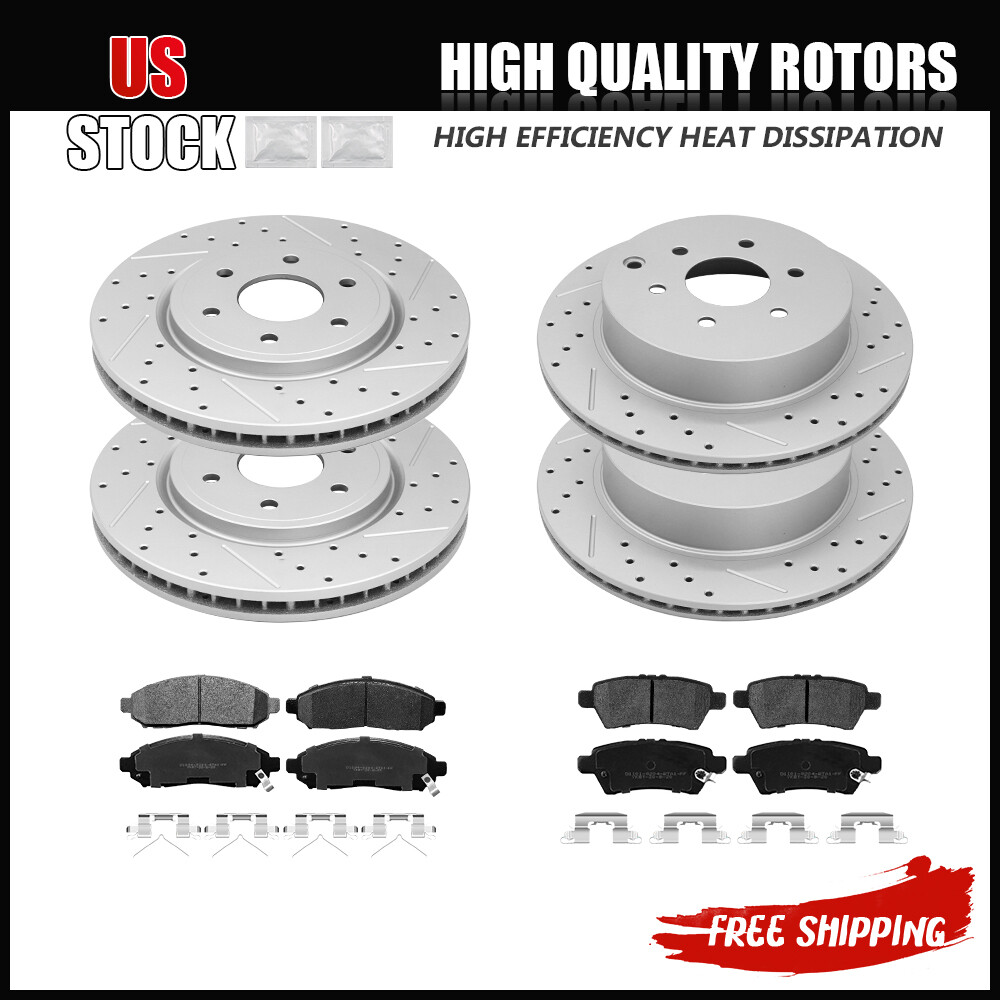 Front & Rear DRILLED Rotors + Ceramic Pad For 2005 2006 2007- 2012 Pathfinder V6 - Foto 2