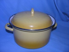 Vintage MID CENTURY Modern MONETA Italy Yellow Enamel Cook Ware Sauce Pot