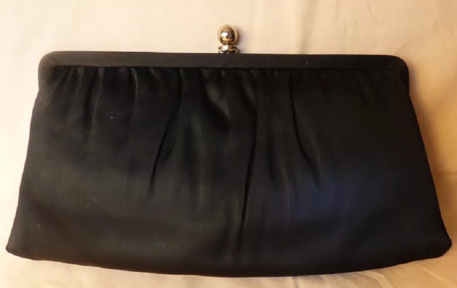 Vintage Black Satin Clutch, After Five | Black evening bag, Black satin, Vintage  black