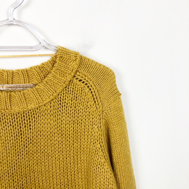 yellow chunky knit sweater