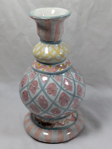 Vintage Mackenzie Childs Taylor Summer Frock Vase - Candle Holder Pottery 7.5"