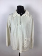 J. Jill Womens Pullover Sweater Ivory 1/4 Zip Long Sleeve Collared Pocket L New