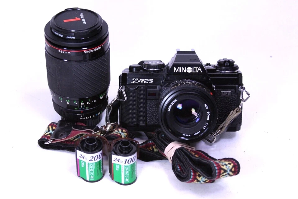 Minolta X-700 MPS W/ Minolta 50mm 1.7 /  Vivitar 105MM 2.5 Bag & 2 Rolls Bundle! - Image 4 of 4