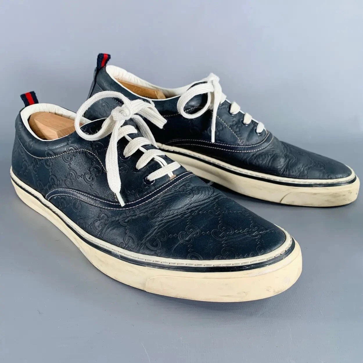 Baskets Gucci homme Guccissima bleu marine en cuir gaufré 44 UK 10 US 11 #155102