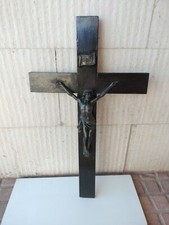 Antico Crocifisso In Metallo Croce In Legno.Ricordo Vescovo Cm 45 X 26