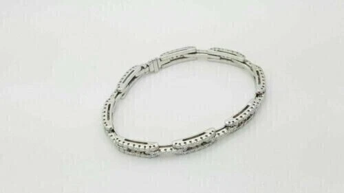 7.50 CT Rundschliff Künstlicher Diamant Tennis Armband 14K Weiß Vergoldet - Bild 3 von 4