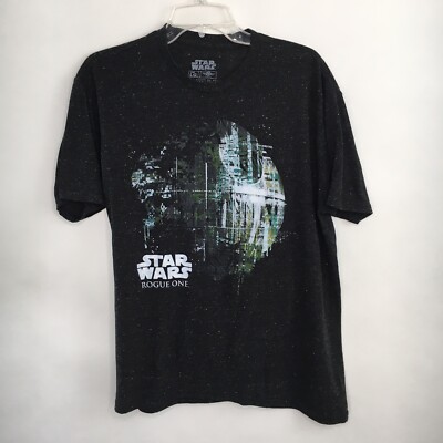 Star Wars Rogue One T-shirt L Black Star Field Death Star S/S Crwe Neck
