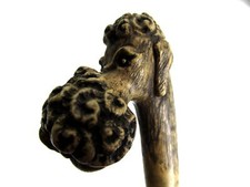 Vintage Original Bamboo Cane Shoe Horn With Dog Head Italy 1960s