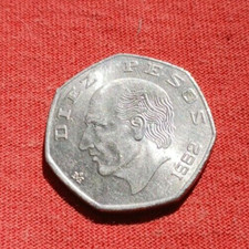1982 MEXICO == DIEZ PESOS / TEN PESOS == HI-GRADE