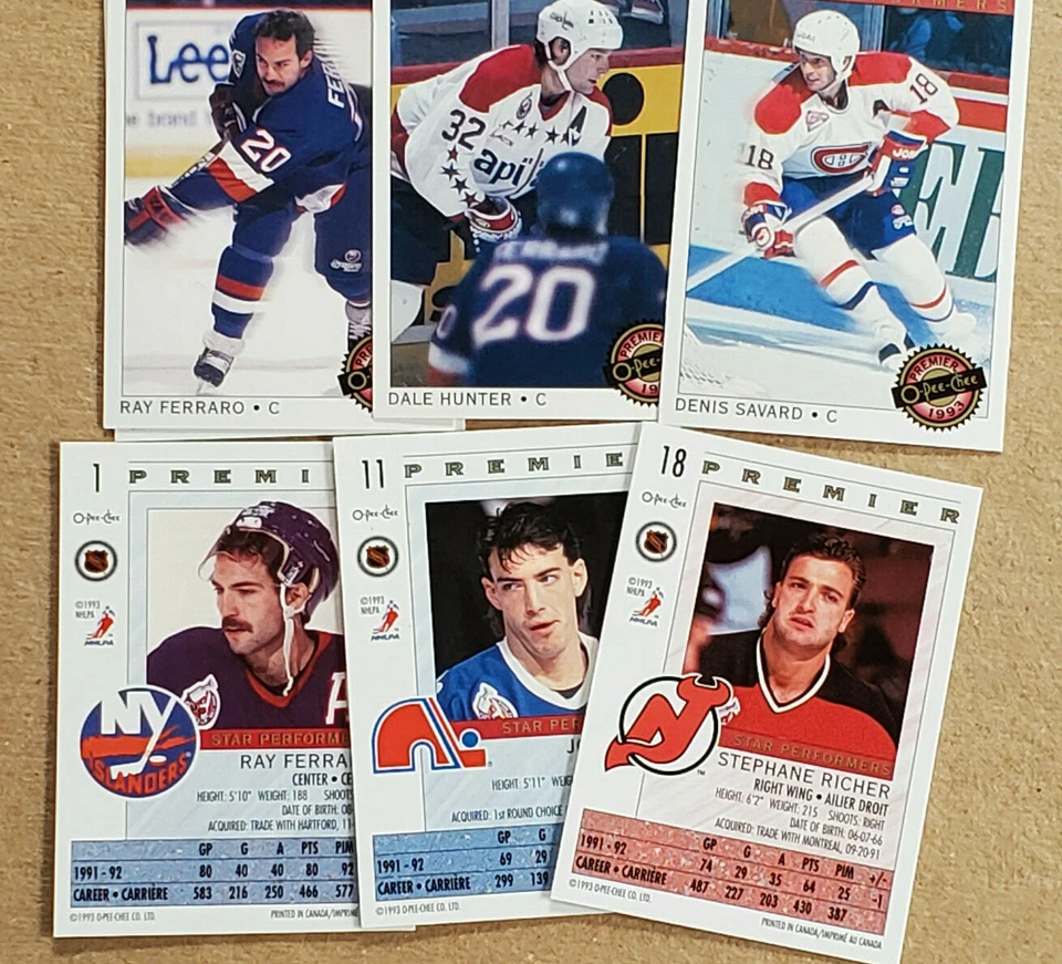 1992-93 O-PEE-CHEE OPC PREMIER HOCKEY CARDS YOU PICK BASE INSERT TOP PERFORMERS - Image 2 of 2