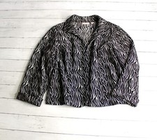 Chico's Women's Open Front Blazer Size 3 XL 16 18 Black Zebra Print