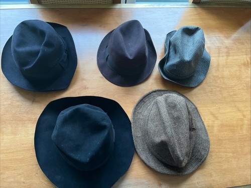 Collection Of 5 Vintage Hats Inc Royal Stetson, Stools, Failsworth Tweed Valensy