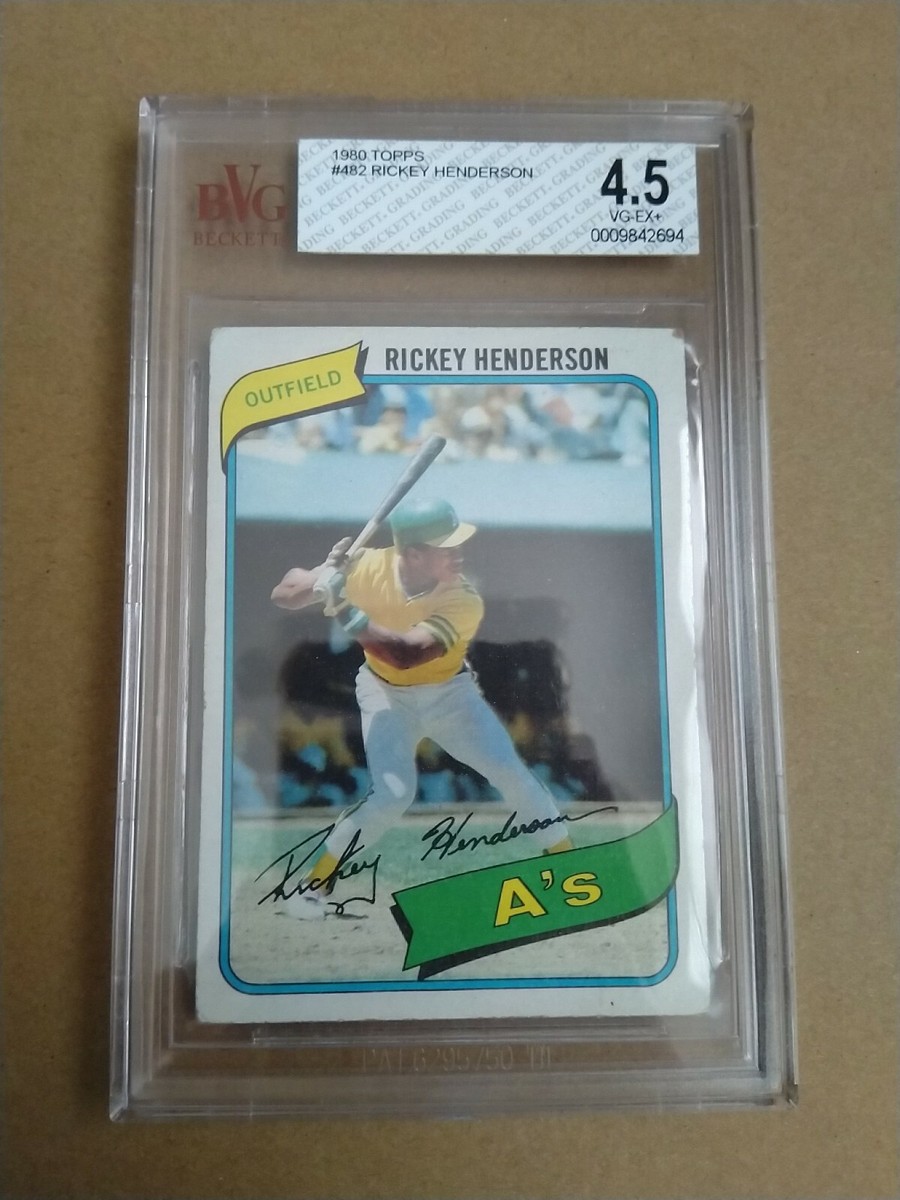 1980 Topps Rickey Henderson Rookie Card RC #482 - BVG 4.5 VG 1980 Topps Rickey Henderson Rookie Card RC #482 - BVG 4.5 VG