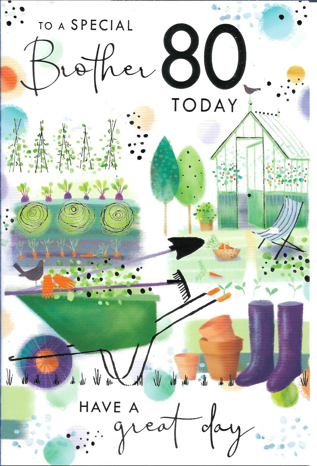 SPECIAL BROTHER 80TH BIRTHDAY GREETING CARD 9""X6"" GARDENING