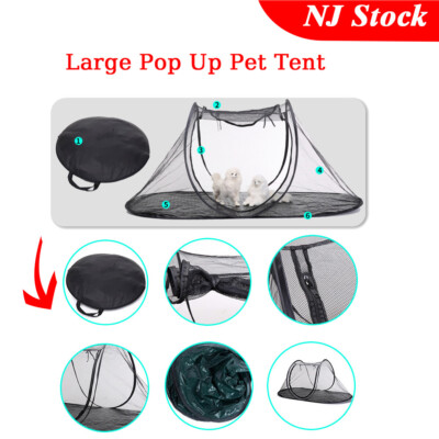 US 74 Inch Portable Pop Up Pet Cage Foldable Play Tent For Balcony Patio Porch