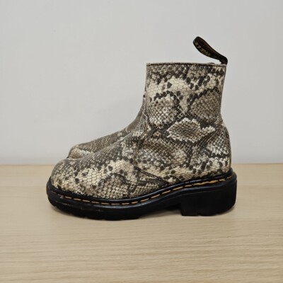 Dr Martens 9490 Vintage Snake Print Chunky Heel Chelsea Ankle Rare Boots Uk 5