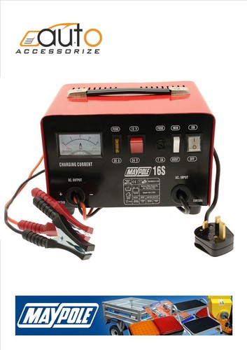 New MAYPOLE MP716 12A Metal Battery Charger 12/24V Fast/Boost Mode Robust Steel