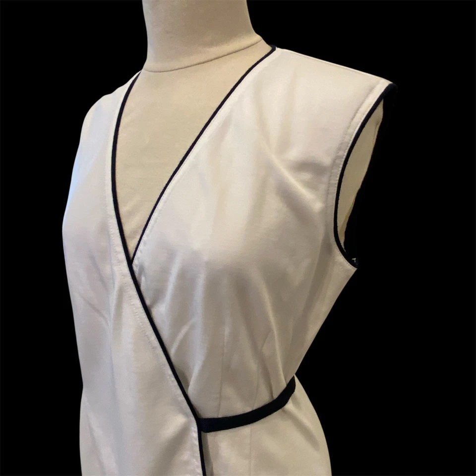 Vintage 80s HEAD Tennis Wrap Mini Dress Pickleball Golf White/Black Ribbing 14 - Image 3 of 4