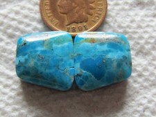 2 Kingman Pyrite Turquoise Cabochons 24 carats Arizona Cabs Matching Set Block