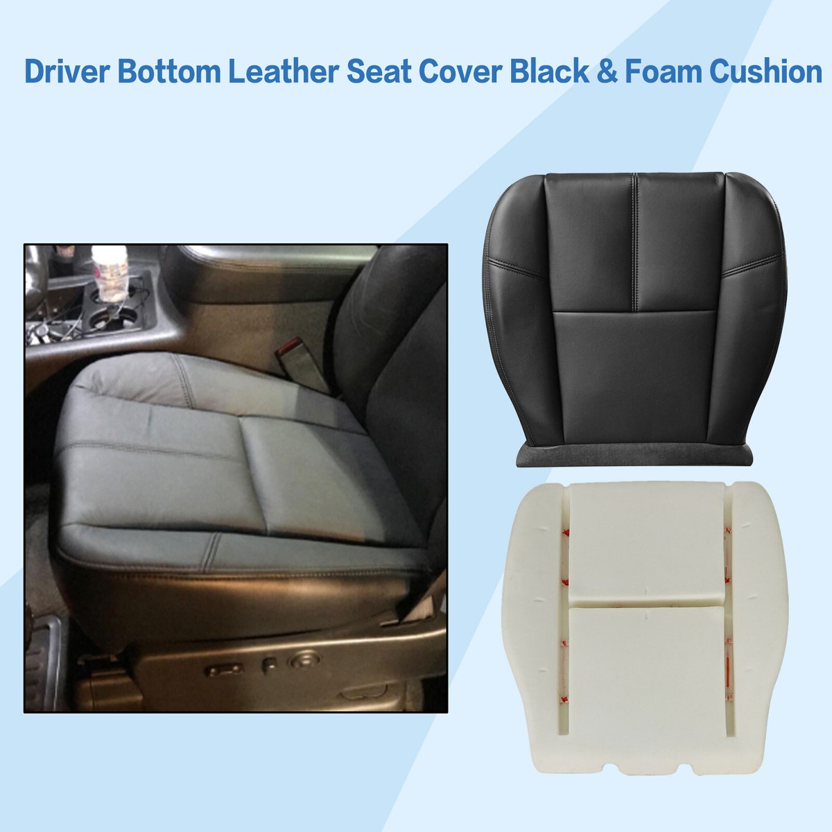 2007 To 2012 Chevy Silverado Driver Bottom Leather Seat Cover Black - Foto 5