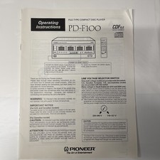 Operating Manual Instructions For Pioneer PD-F100 100 Disc CD Player Great Cond.