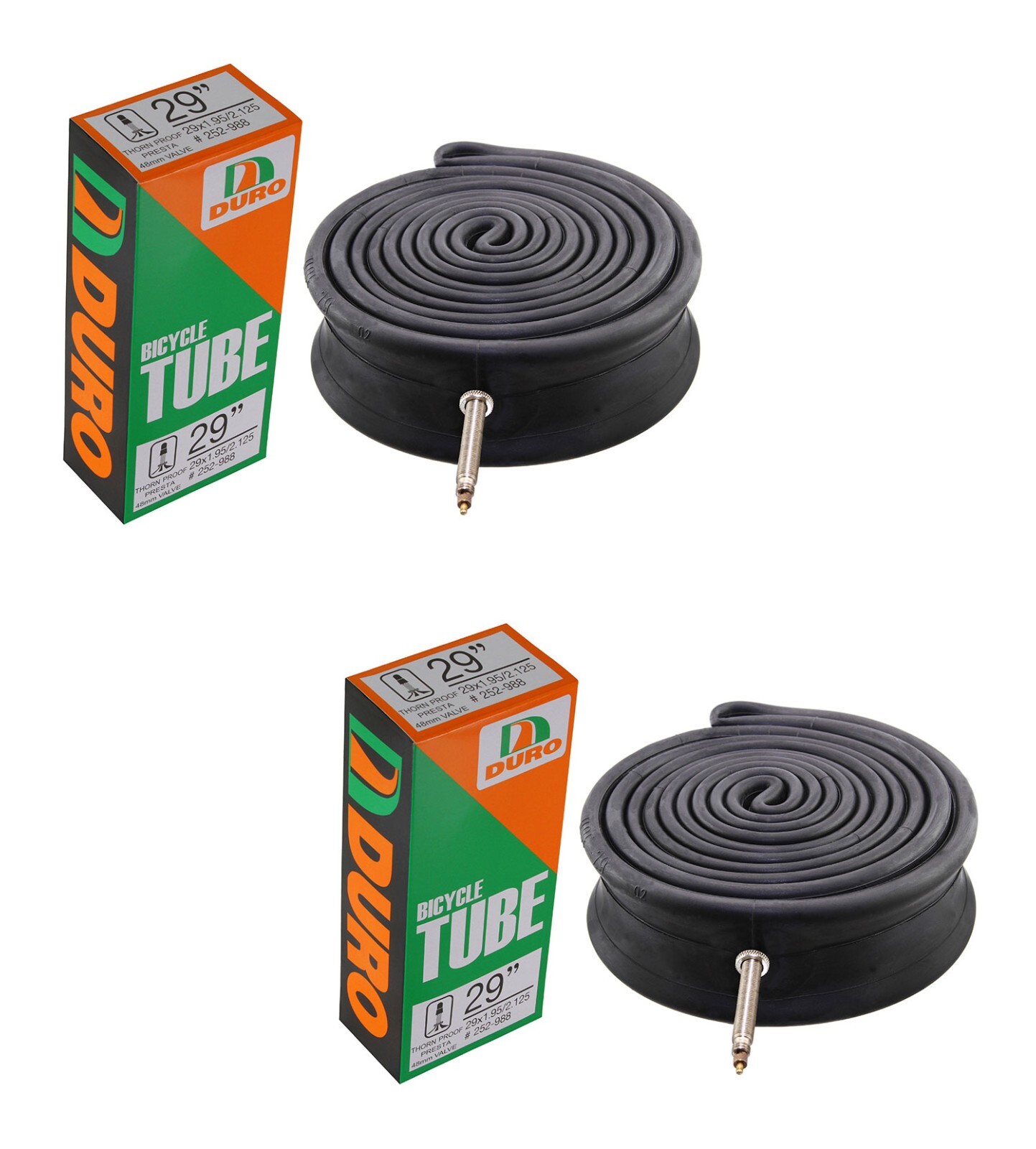 2 DURO 29" X 1.95"/2.125" BlKE BlCYCLE lNNER Thorn Proof TUBE 48mm Presta Valve.
