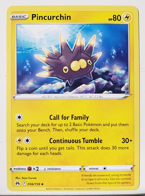 pokemon card prices crown zenith Pincurchin 056/159 - NM / M - Crown Zenith Pokemon Card - $2 Combined  Shipping