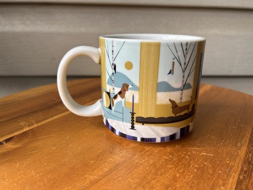 West Elm Sam Kalda Dog Cat Pets Humane Society Yellow Ceramic Coffee Mug 12 oz