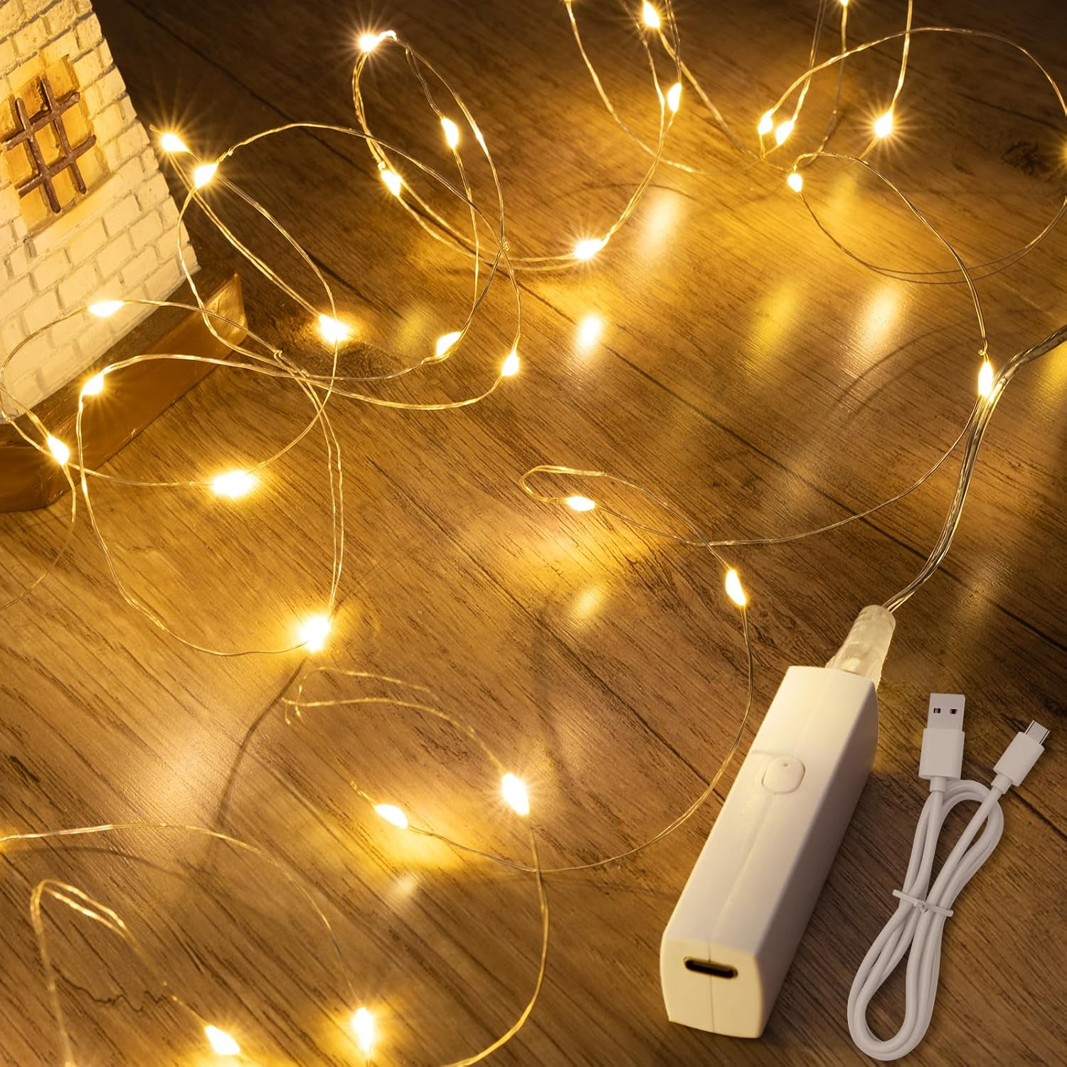Rechargeable Lipstick Fairy Lights with Battery – 1 Pack Mini Twinkle Lights-image
