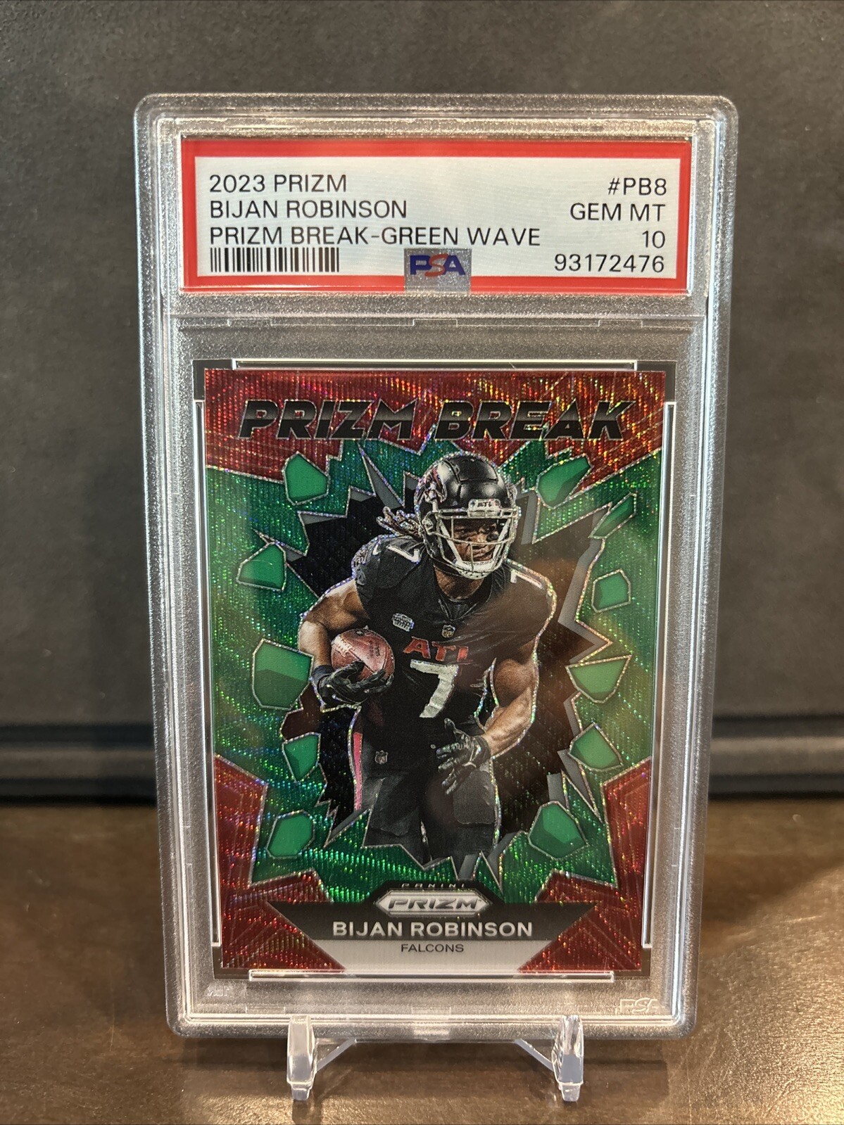2023 Prizm Bijan Robinson Prizm Break-Green Wave (RC) #PB8 PSA 10