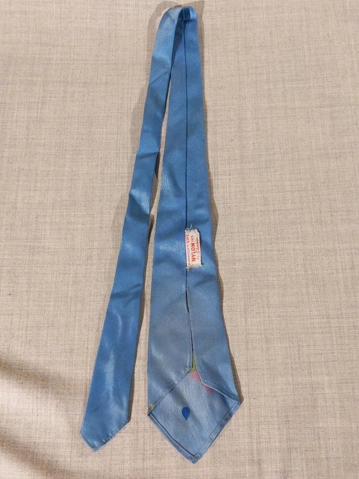 Винтажный нейлоновый галстук от Sherman с ручной росписью абстрактные рабочие инструменты - Изображение 2 из 4