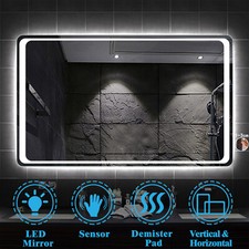 LED Bathroom Mirror with Demister Pad Motion Sensor Cool White Light Illuminated