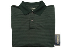 Saddlebred Men's Green Striped Blend S/S Quick Dry Polo Shirt Size Medium