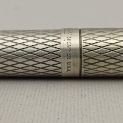 SHEAFFER IMPERIAL STERLING SILVER DIAMOND MESH FOUNTAIN PEN 14K EF NIB BOXED VTG - Picture 6 of 13