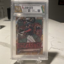 2021 Donruss Juan Soto UNLEASHED Insert SP #'ed /999 Nationals Foil Holo HGA 9.5