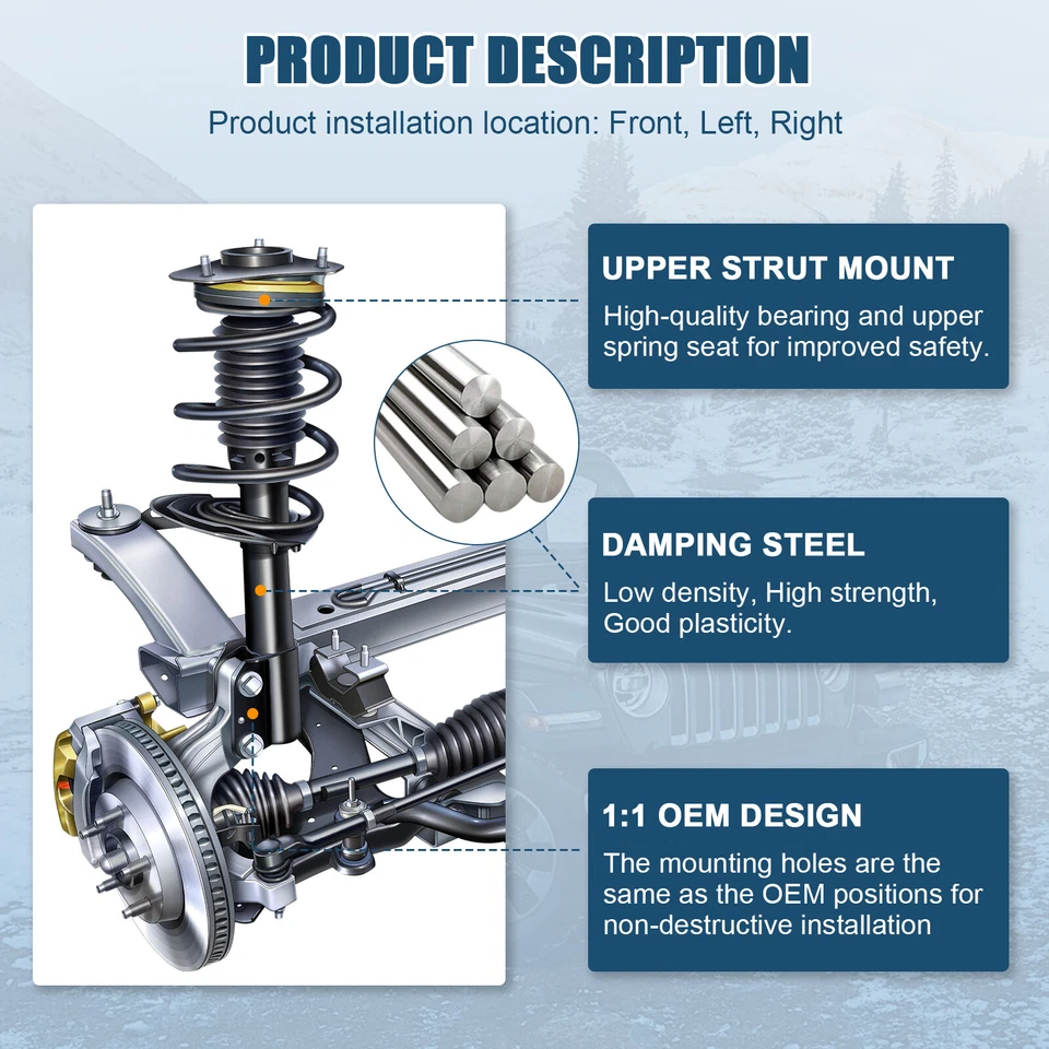 3" Front Leveling Kit & 2 Front Complete Struts For Chevy Silverado Sierra 1500 - Imagem 4 de 4