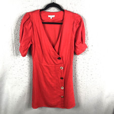 Anthropologie Moon River Mini Dress Womens Red Small Artsy Button Retro