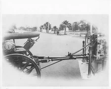 Early 1900s Fire Truck Hitch Riverside CA Street Buggy & Palms Trees in BG