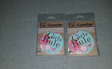 Lot Of (2) Absorbent Stone Car Coasters GIRLS RULE Made In USA