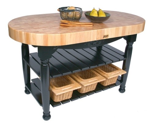 John Boos & Co Gathering Table Kitchen Island Butcher Block Maple Black 60”x30”