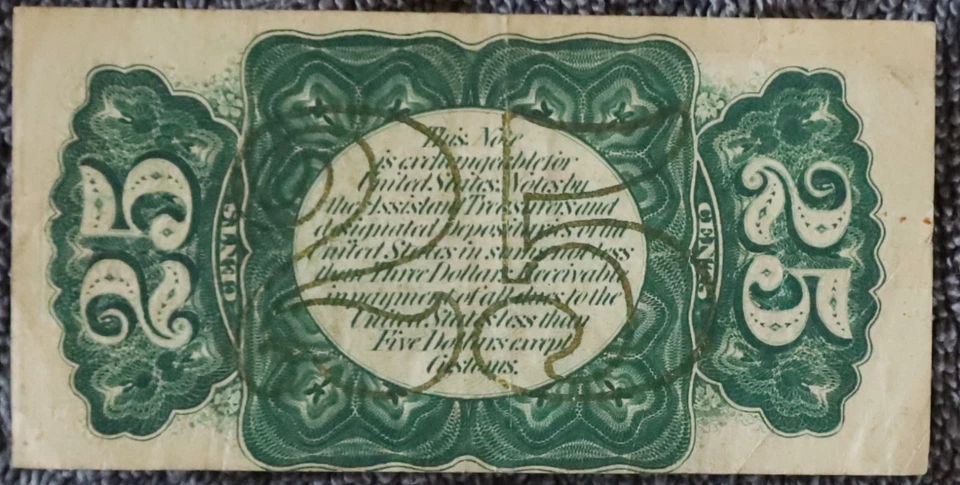 William Fessenden 25c Fractional Currency - 3rd Issue (1864 - 1869) - Green Rev. - Image 2 of 2