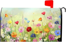 Spring Summer Floral Mailbox Covers Magnetic Standard Size 21 X 18 Inch Colorful