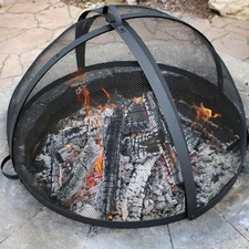 30‑Inch Round Fire Pit Spark Screen Lid Heavy‑Duty Mesh Ember Lid with Door