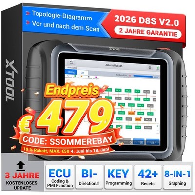 XTOOL D8S Bidirektionaler OBD2-Scanner Topologiekarte Schlüsselprogrammierer DE